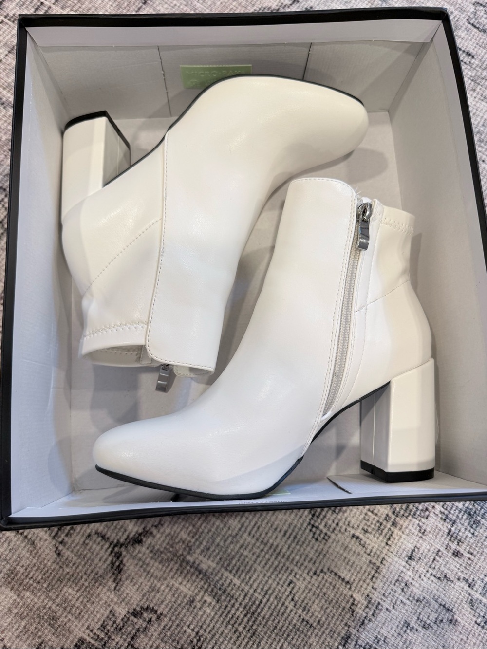 MIA White Block Heel Ankle Booties